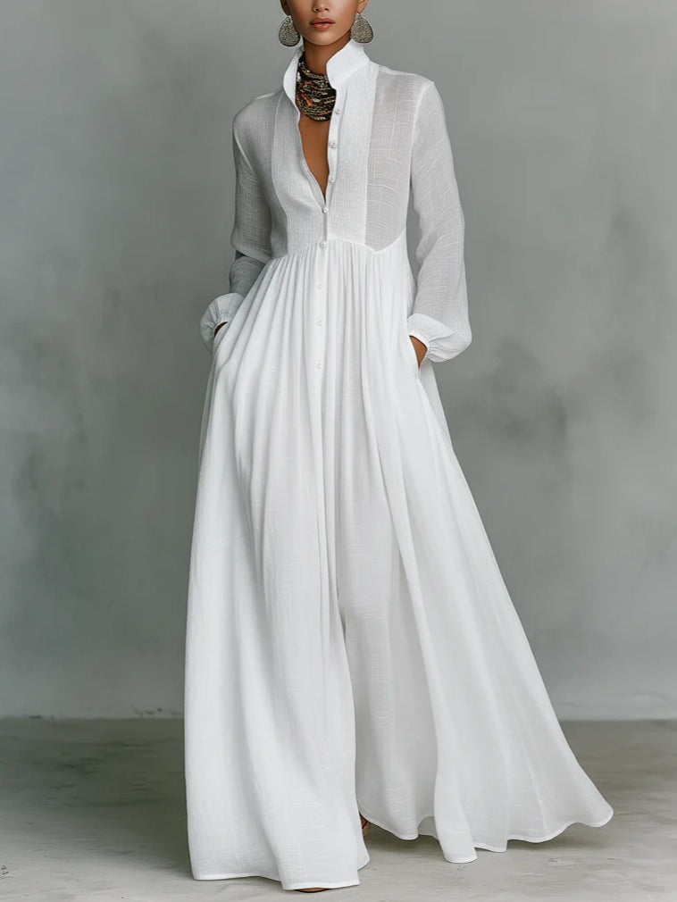 Leonor™ | Vestido Largo Minimalista con Cuello Alto