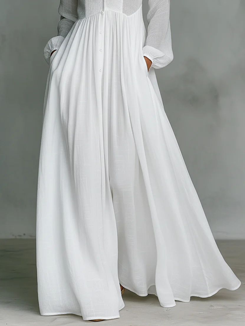Leonor™ | Vestido Largo Minimalista con Cuello Alto