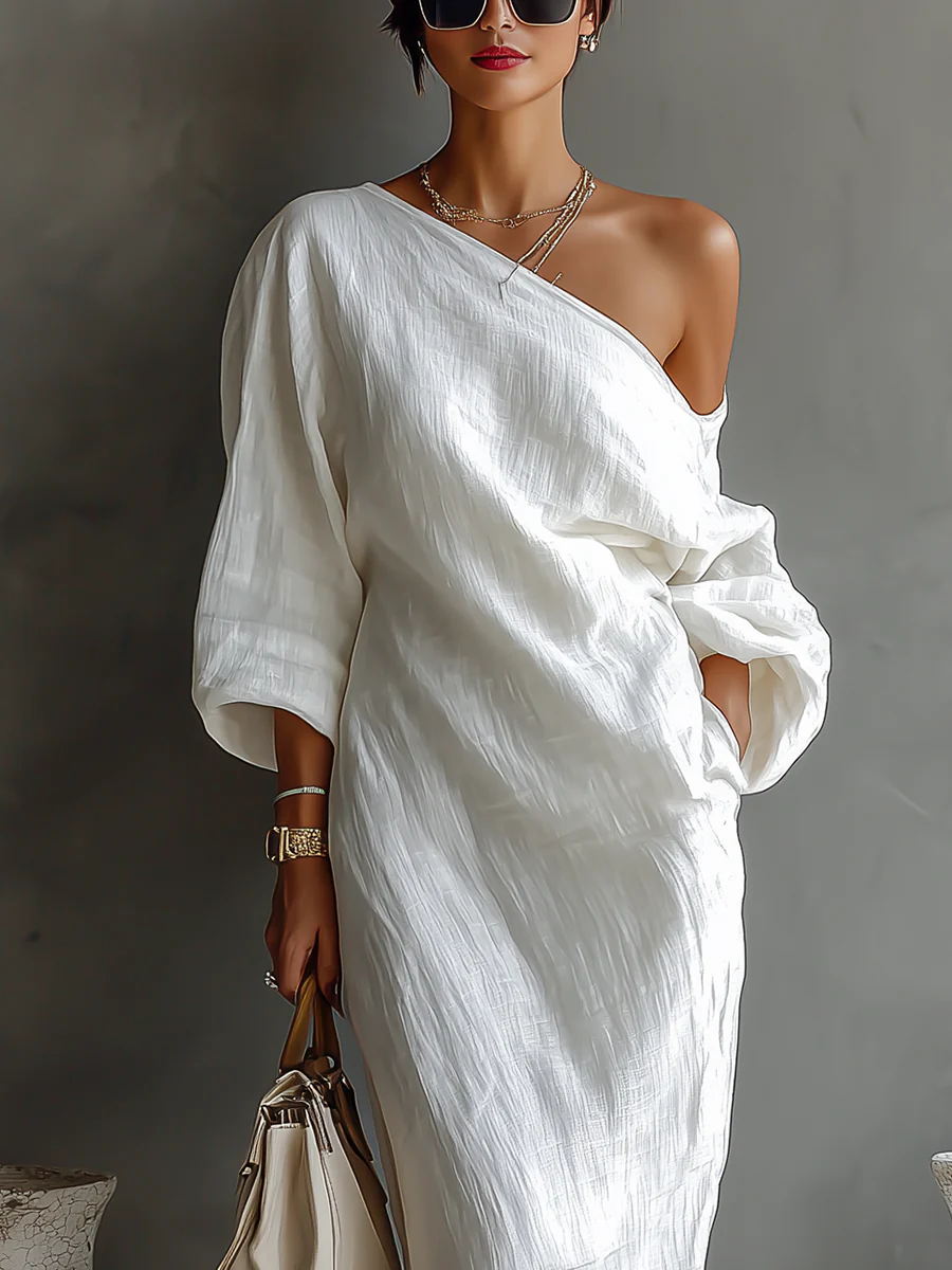 Elisa™ | Vestido Largo Asimétrico Blanco