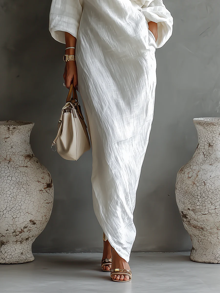 Elisa™ | Vestido Largo Asimétrico Blanco