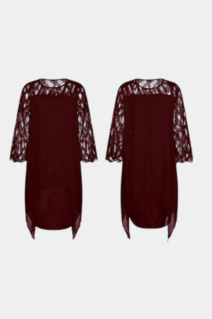 Yana Vestido Talla Grande con Mangas de Encaje