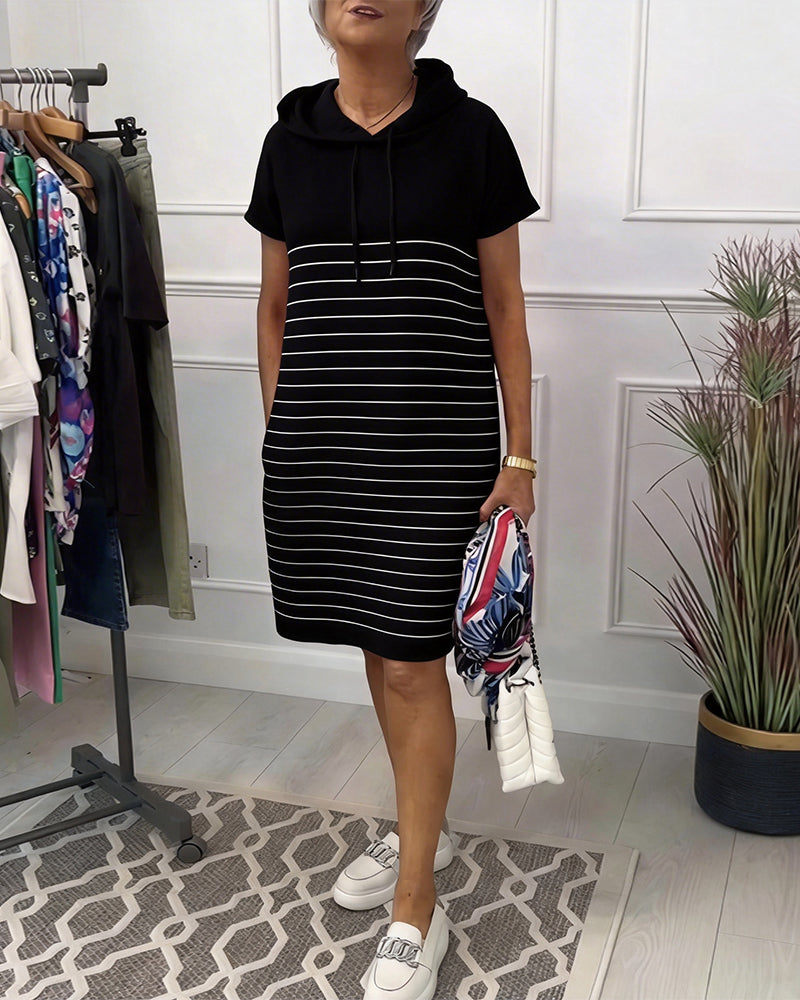 Gabriela™ | Vestido Casual con Capucha y Rayas de Punto