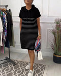 Gabriela™ | Vestido Casual con Capucha y Rayas de Punto