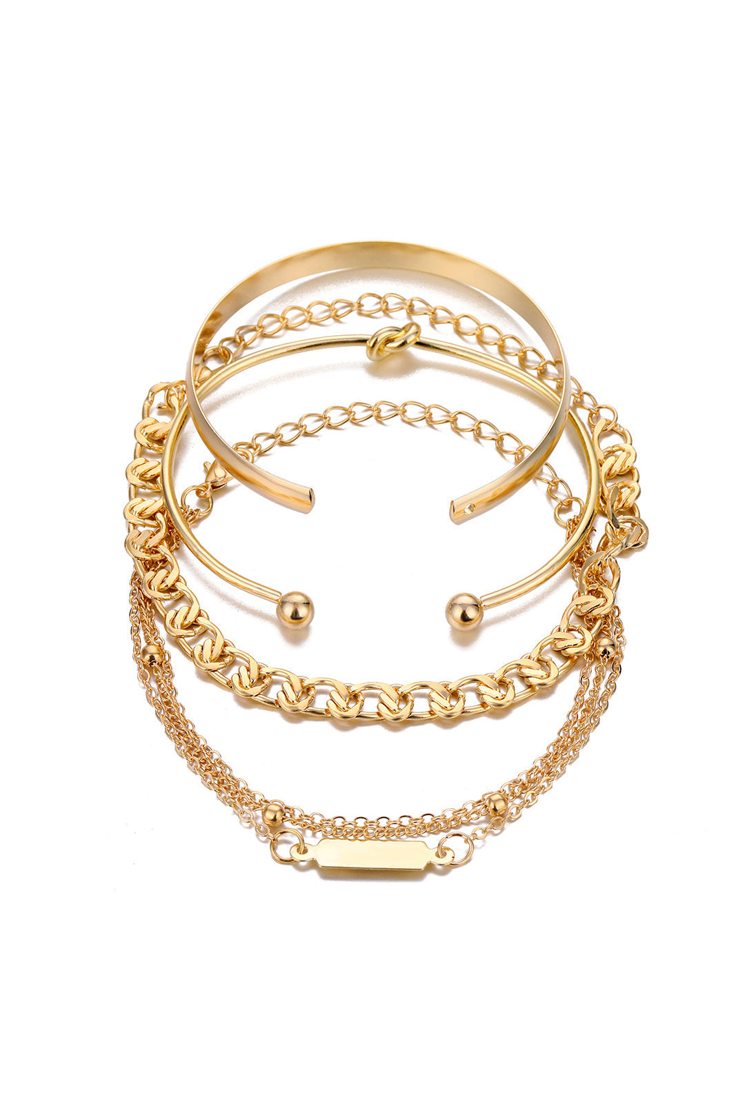 Juego de Pulseras de Cadena de Metal de 4 Piezas