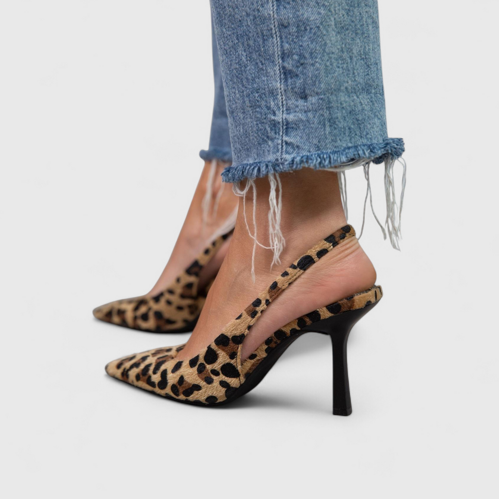 Manuela™ | Escarpín Slingback Leopardo de Tacón Fino