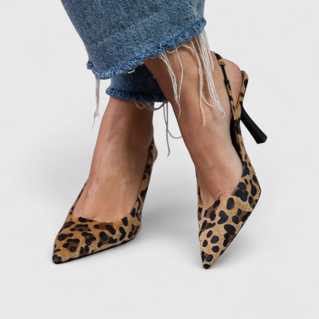 Manuela™ | Escarpín Slingback Leopardo de Tacón Fino