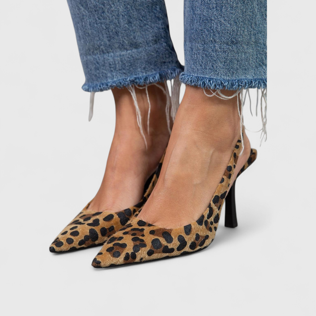Manuela™ | Escarpín Slingback Leopardo de Tacón Fino