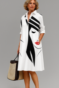 Honorata™ | Vestido Midi Blanco con Rayas