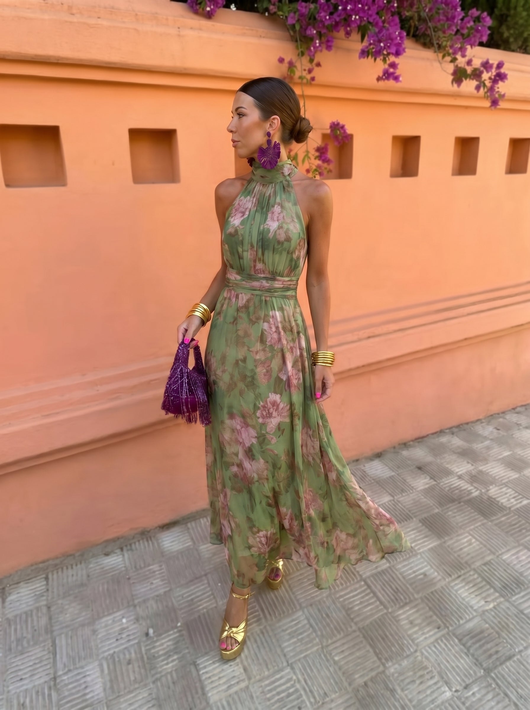 Florencia™ | Vestido Largo Floral con Escote Bajo