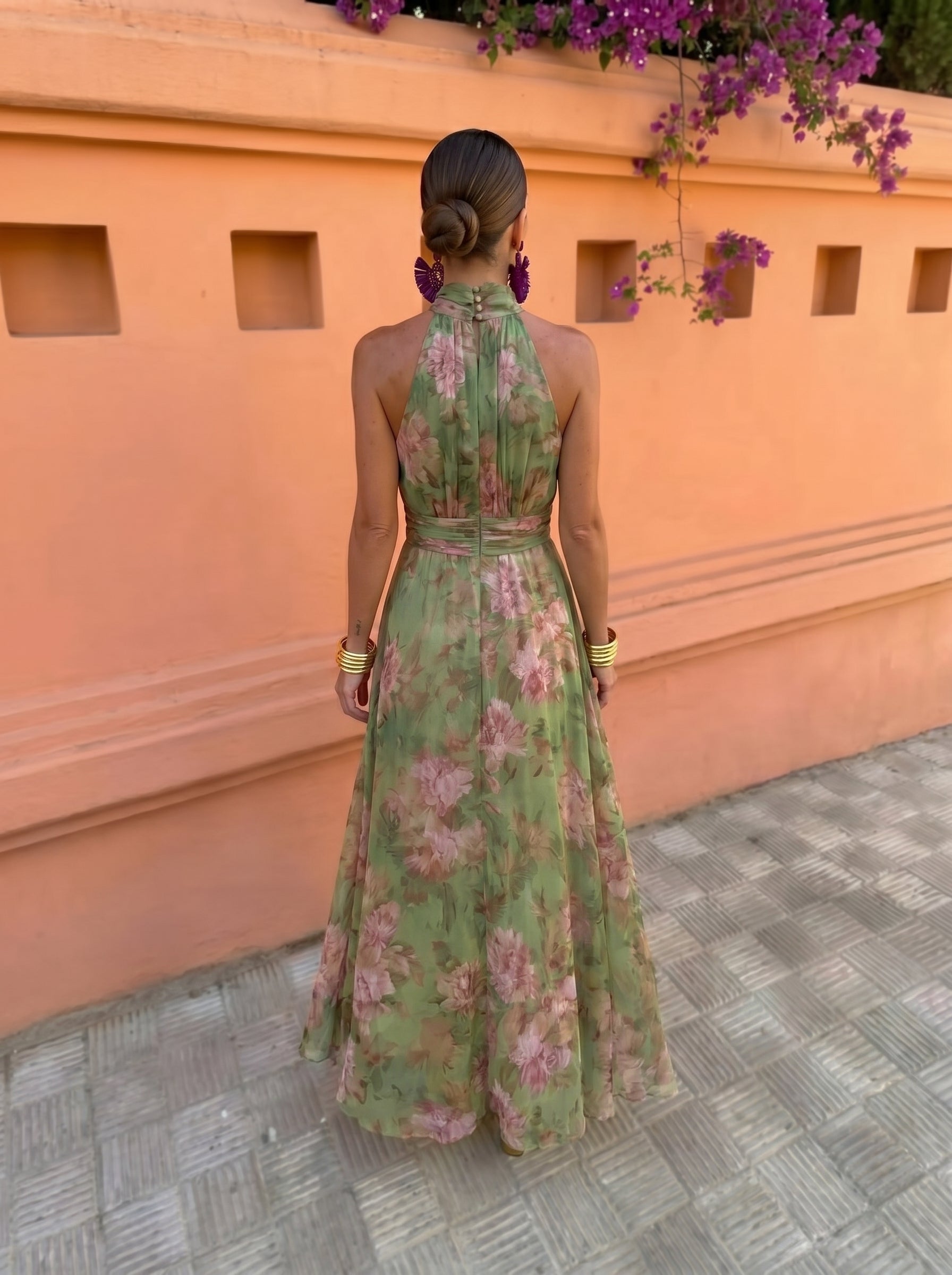 Florencia™ | Vestido Largo Floral con Escote Bajo