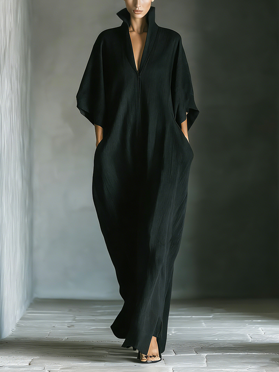 Constanza™ | Vestido Largo con Escote en V y Manga Kimono