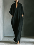 Constanza™ | Vestido Largo con Escote en V y Manga Kimono