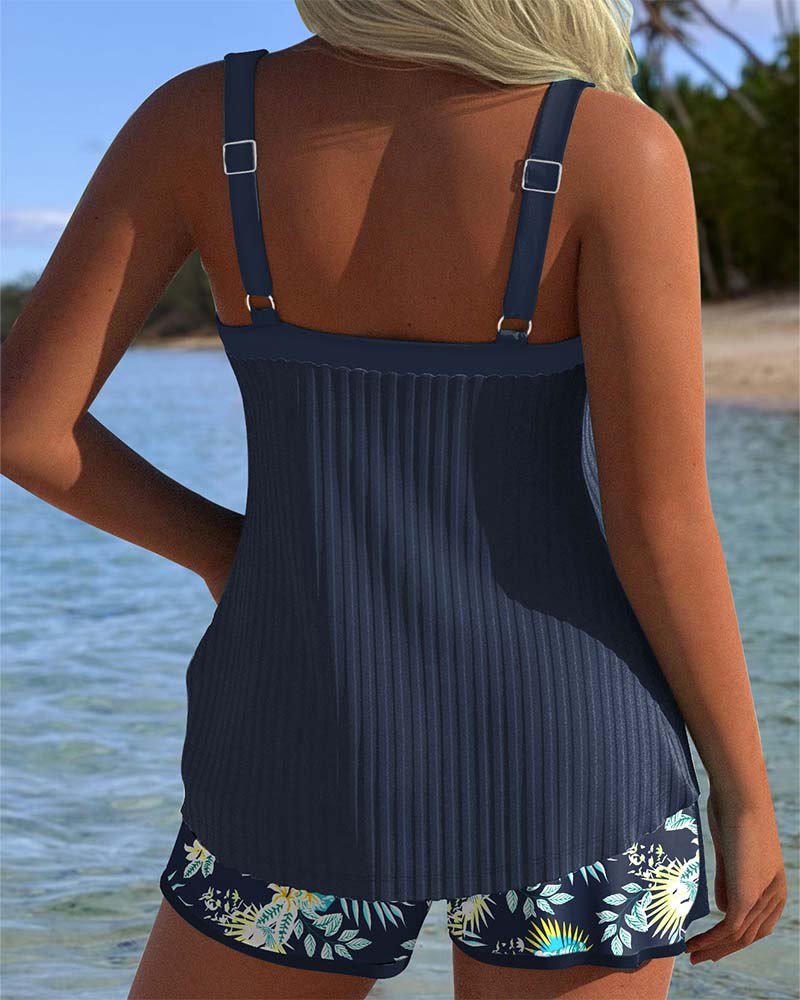 Rocío™ | Tankini a rayas con braguita de dos piezas