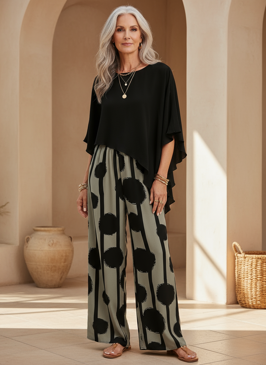 Valeriana™ | Conjunto Top Asimétrico y Pantalón Boho