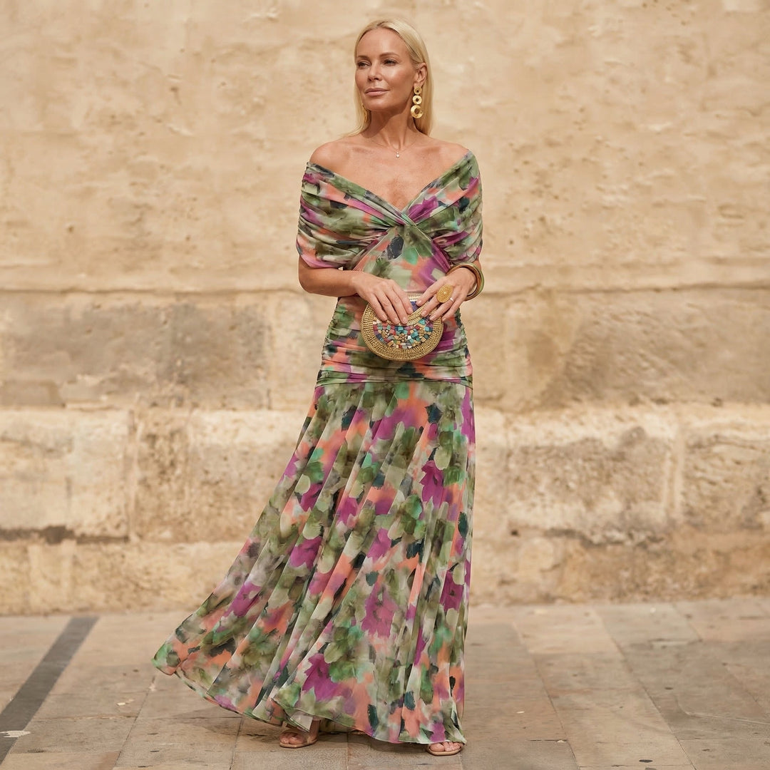 Ignacia™ | Vestido Largo Plisado Floral