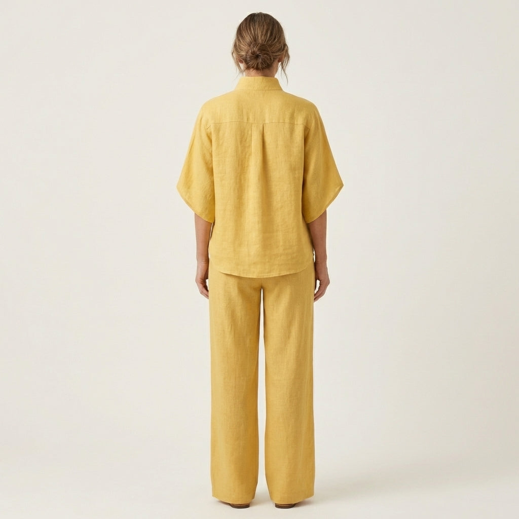 Zenaida™ | Conjunto de Lino con Cuello Mao