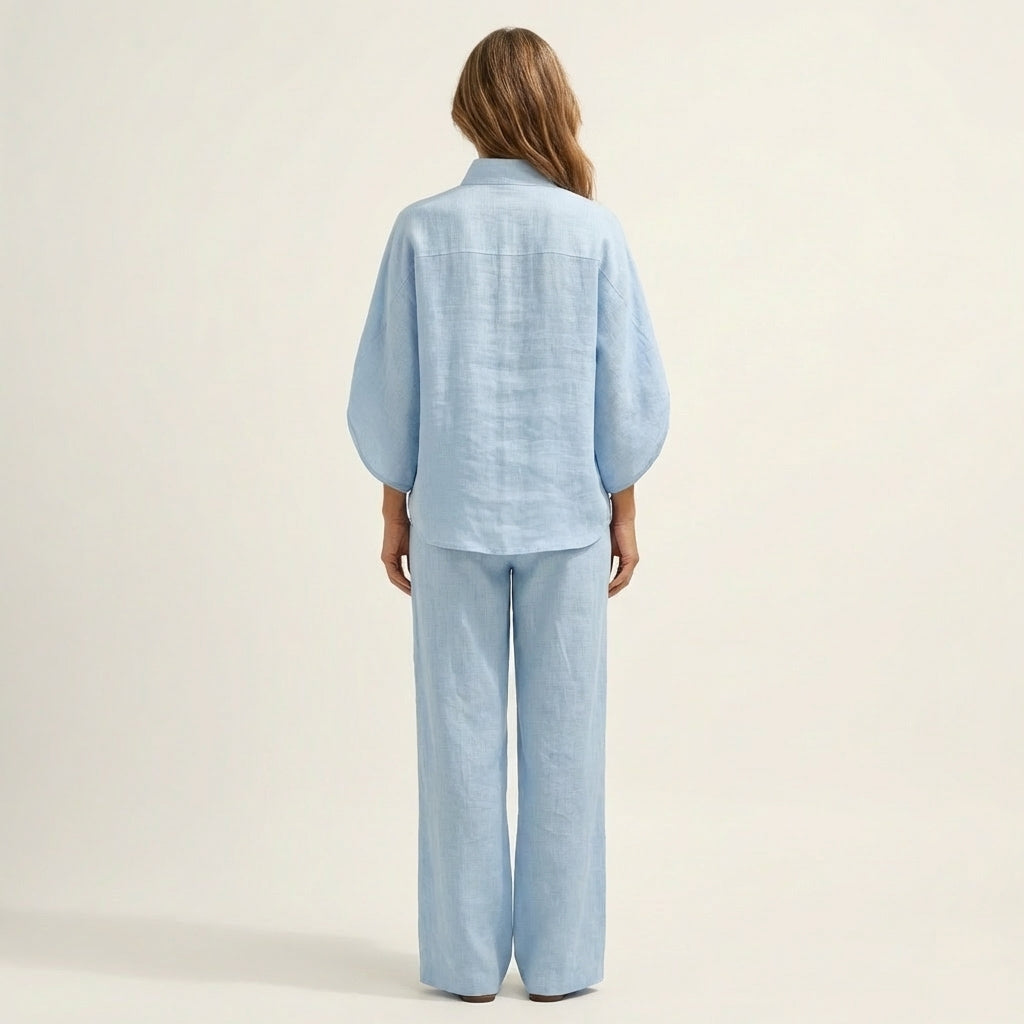 Zenaida™ | Conjunto de Lino con Cuello Mao