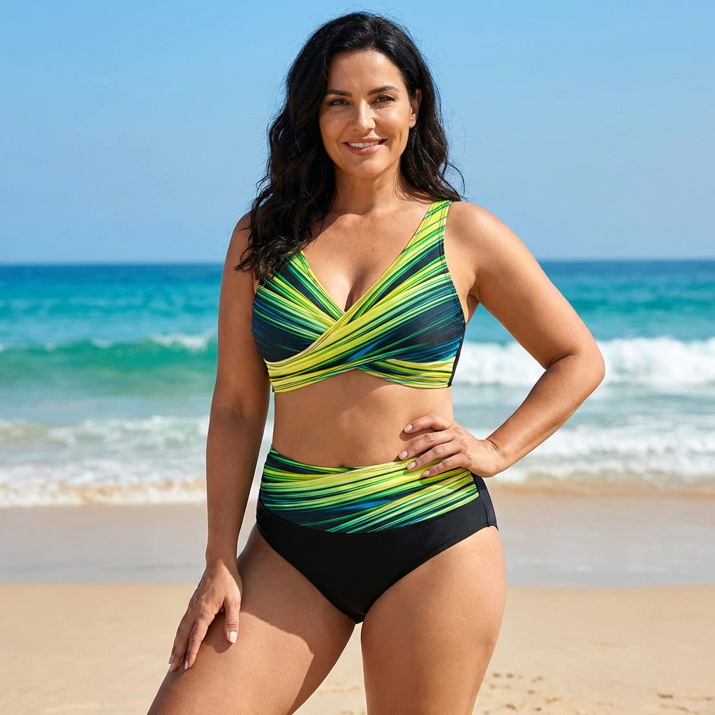 Leandra™ | Bikini moldeador de tiro alto con estampado