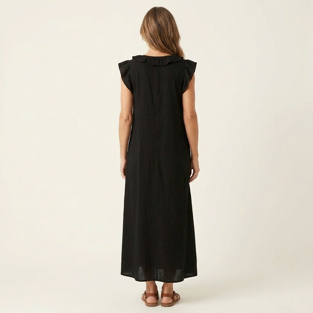 Josefina™ | Vestido de Lino con Volante en el Escote