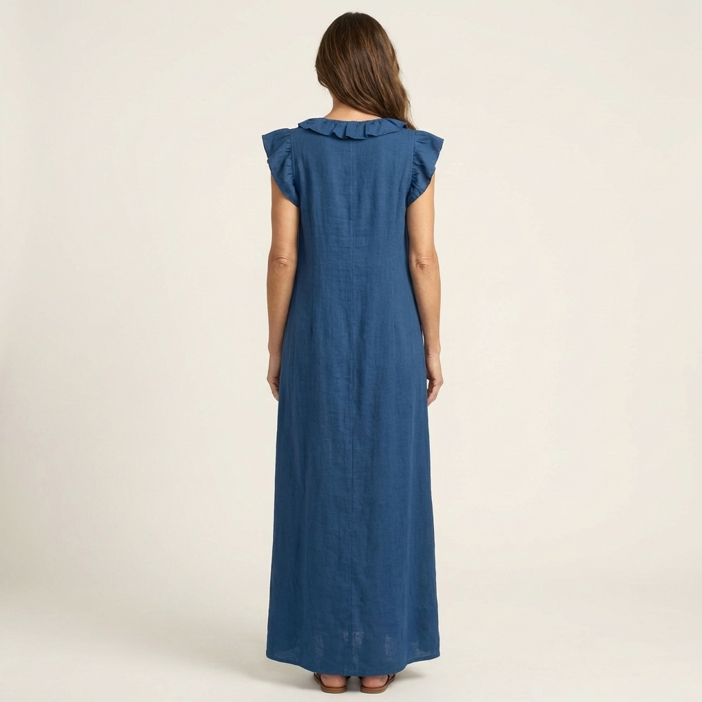 Josefina™ | Vestido de Lino con Volante en el Escote
