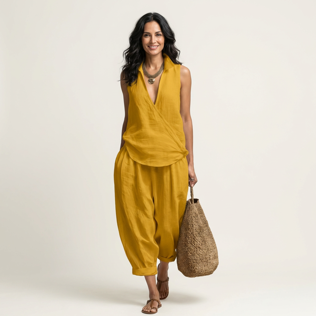 Honorata™ | Conjunto de Top Cruzado y Pantalón Ancho