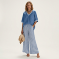 Julieta™ | Conjunto de Top con Ribete y Pantalón de Rayas