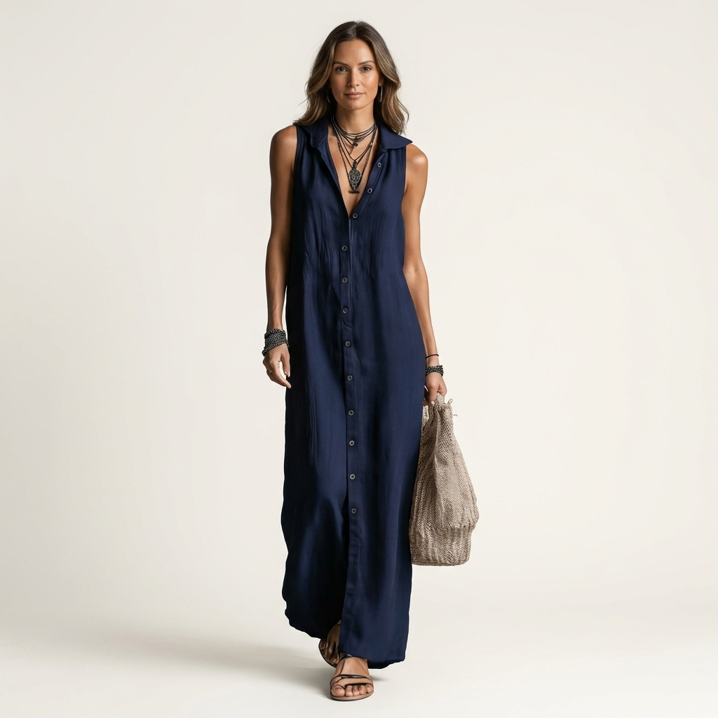 Maribel™ | Vestido Largo con Capucha y Botones