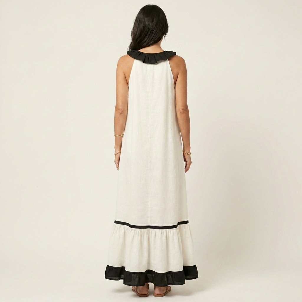 Clotilde™ | Vestido Largo con Volante y Ribete en Contraste