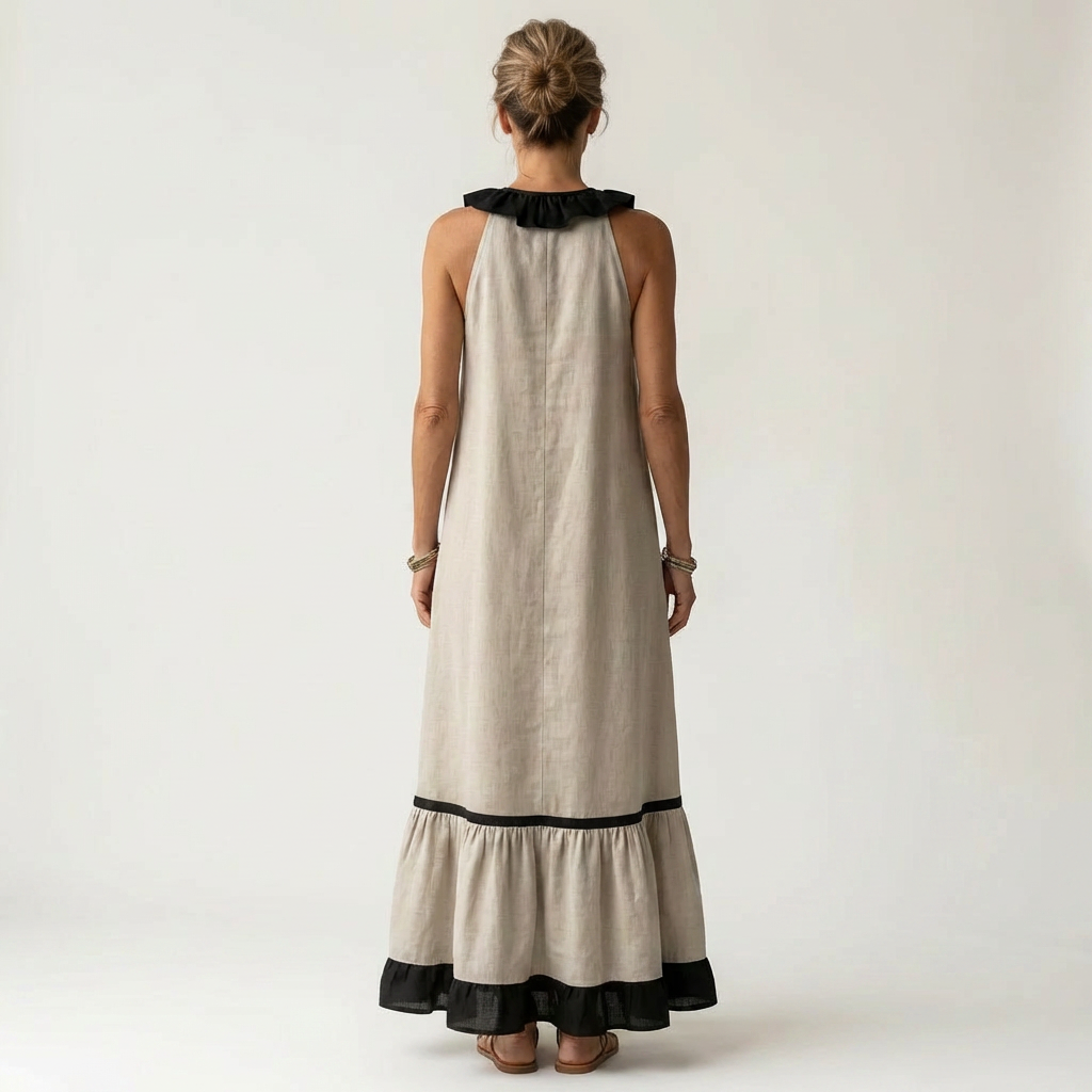Clotilde™ | Vestido Largo con Volante y Ribete en Contraste