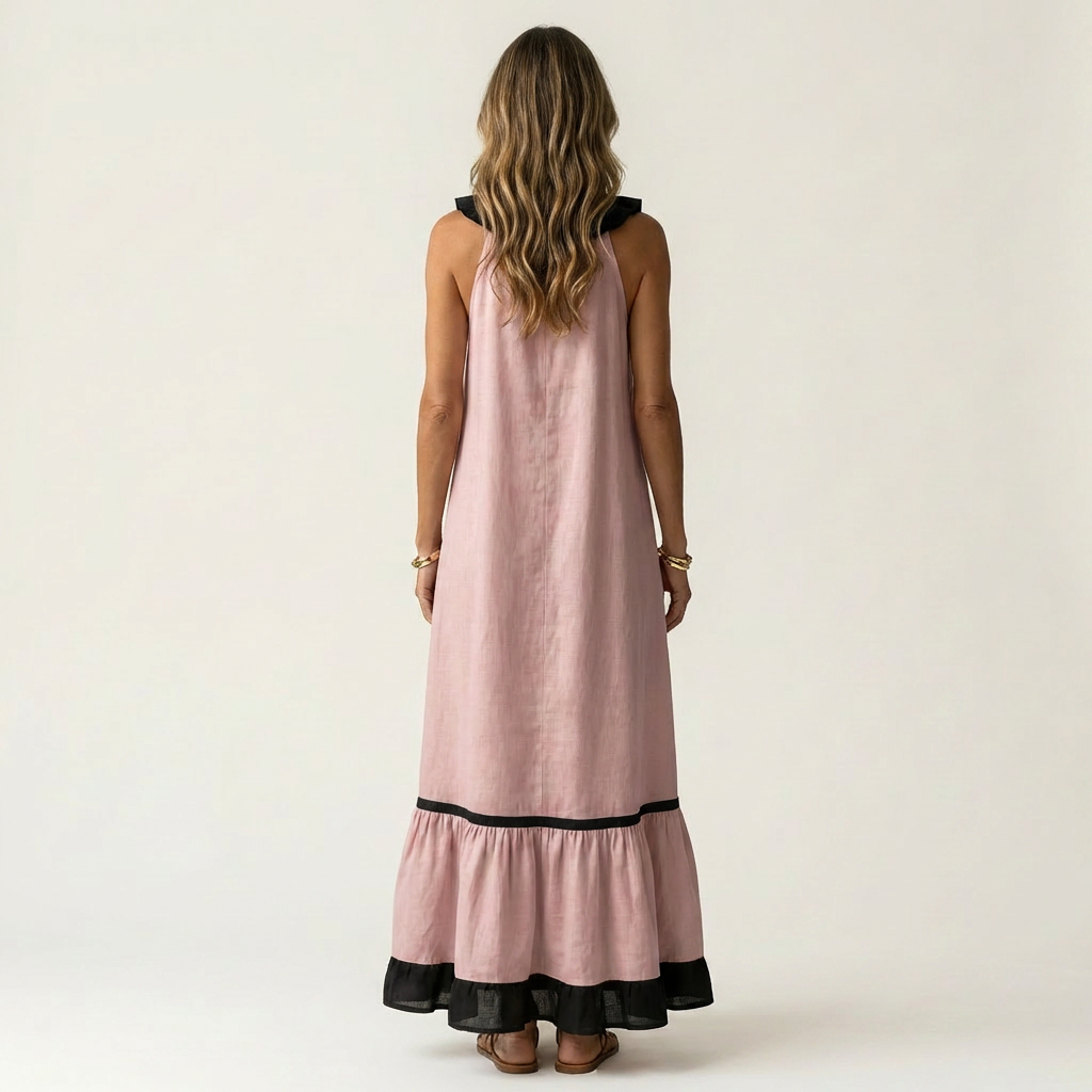 Clotilde™ | Vestido Largo con Volante y Ribete en Contraste