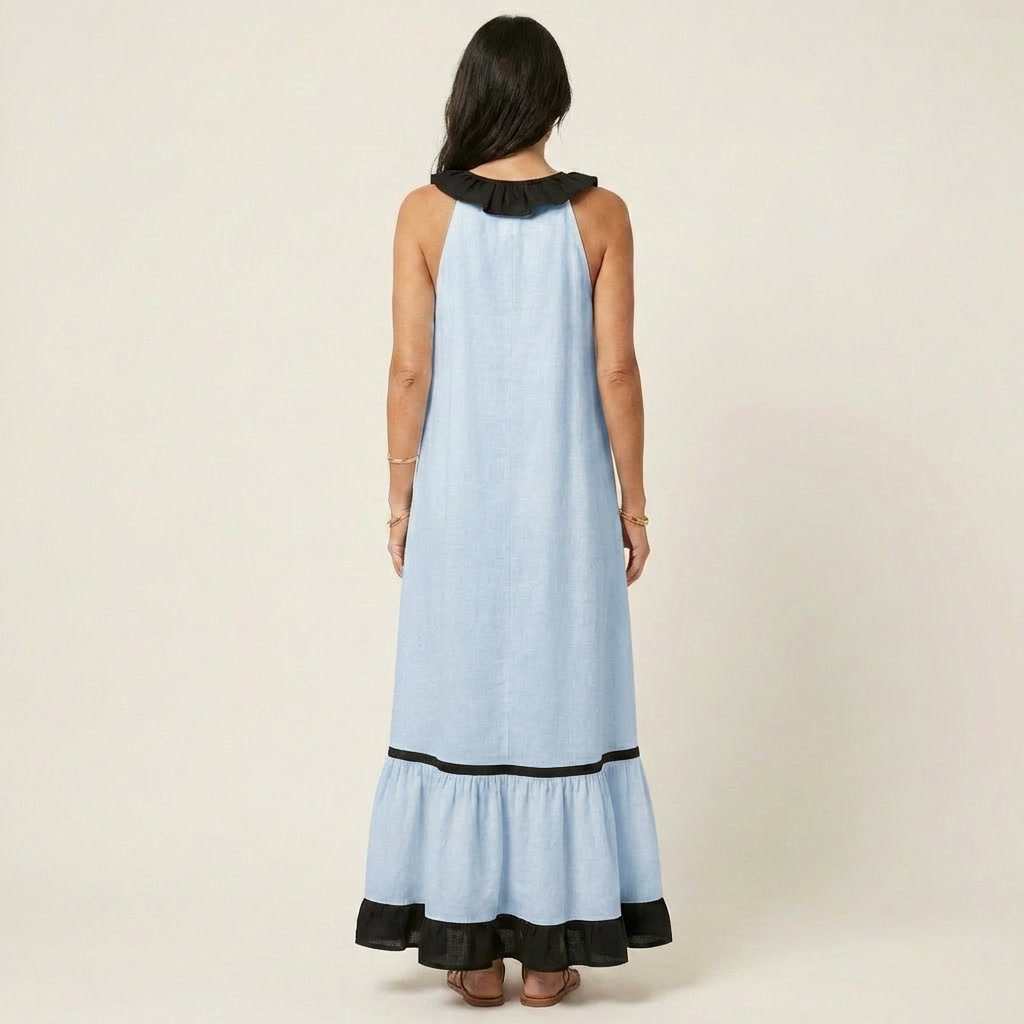 Clotilde™ | Vestido Largo con Volante y Ribete en Contraste