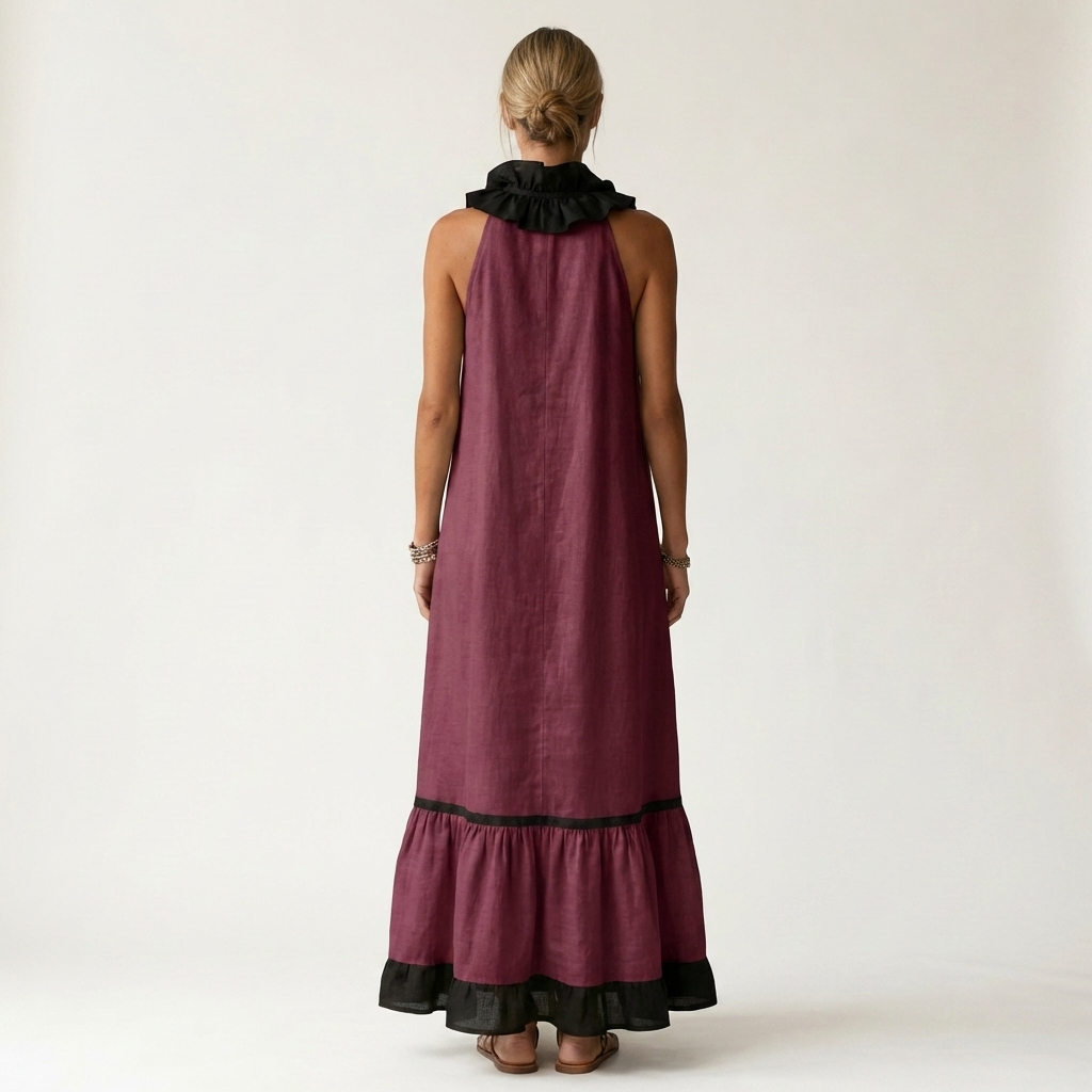 Clotilde™ | Vestido Largo con Volante y Ribete en Contraste
