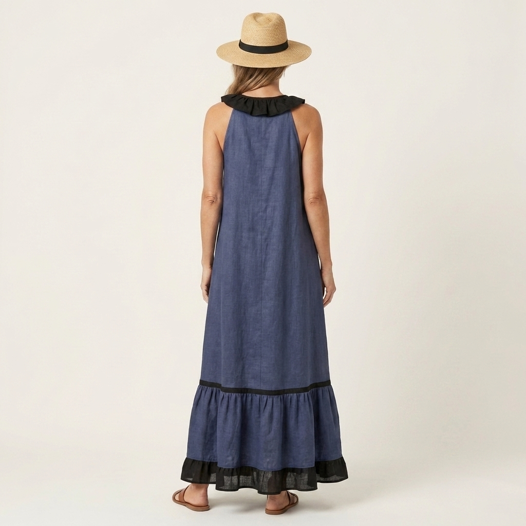 Clotilde™ | Vestido Largo con Volante y Ribete en Contraste