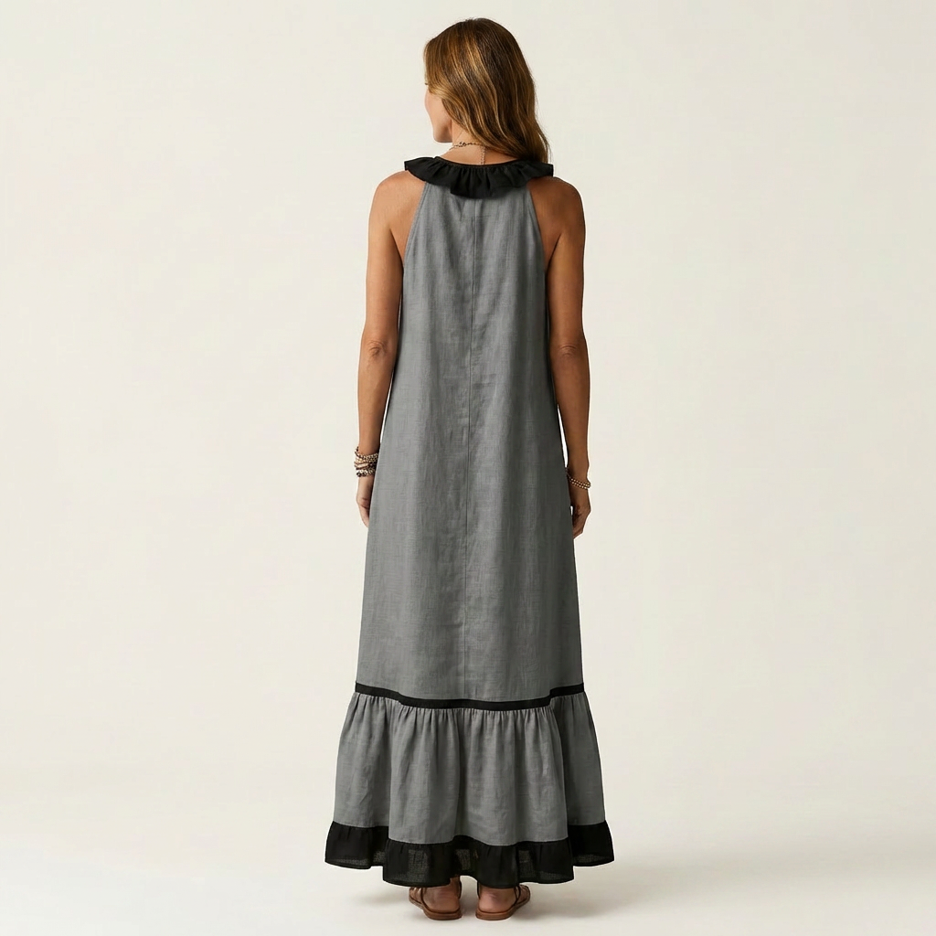Clotilde™ | Vestido Largo con Volante y Ribete en Contraste