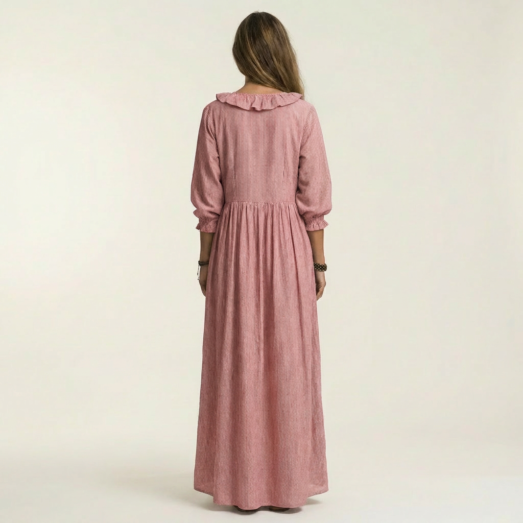Paulina™ | Vestido Largo con Volante y Manga Farol