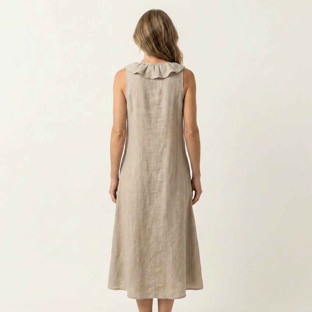Vicenta™ | Vestido Largo de Lino con Volante Frontal