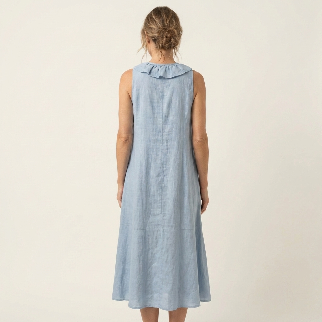 Vicenta™ | Vestido Largo de Lino con Volante Frontal