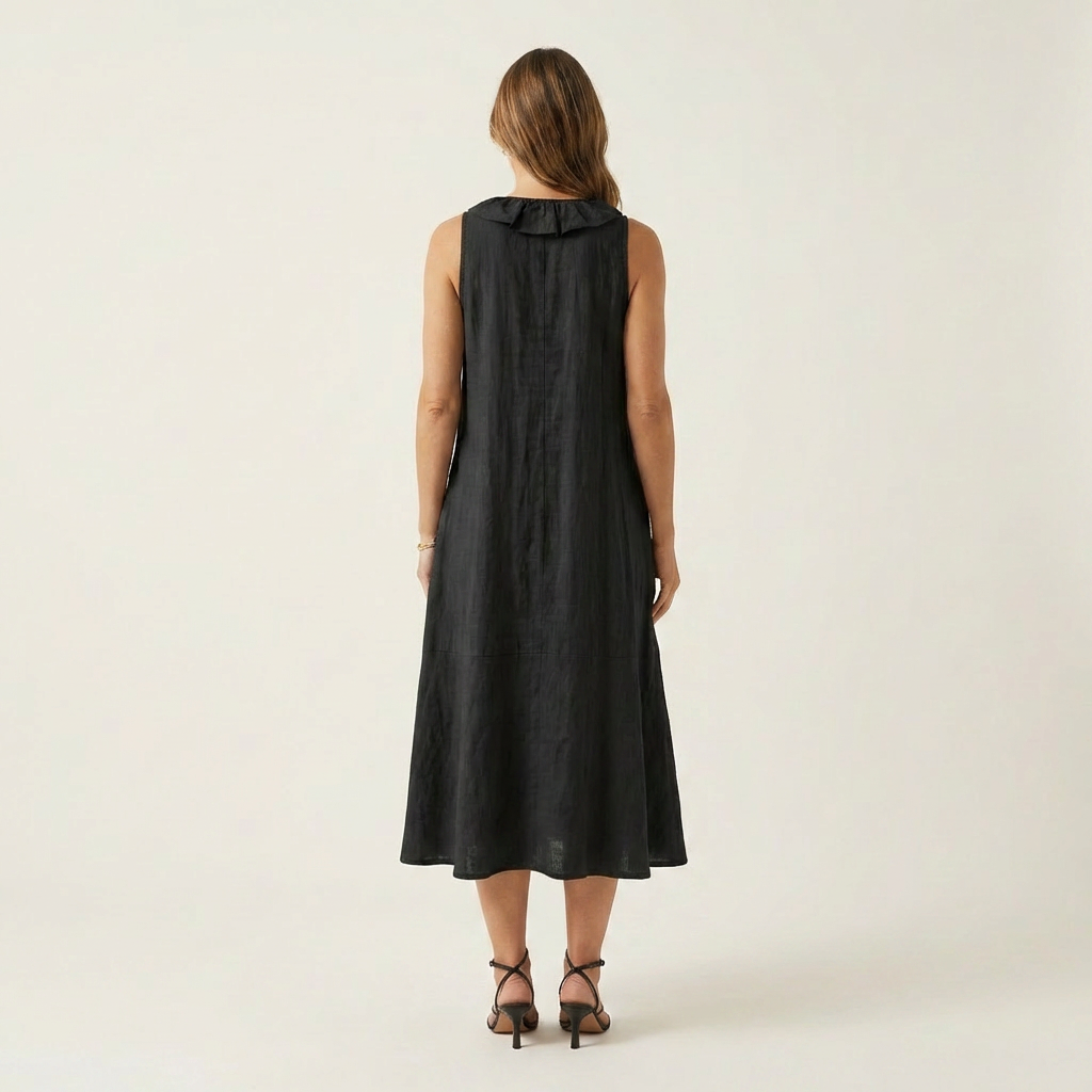 Vicenta™ | Vestido Largo de Lino con Volante Frontal