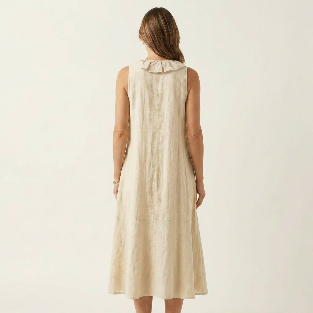 Vicenta™ | Vestido Largo de Lino con Volante Frontal