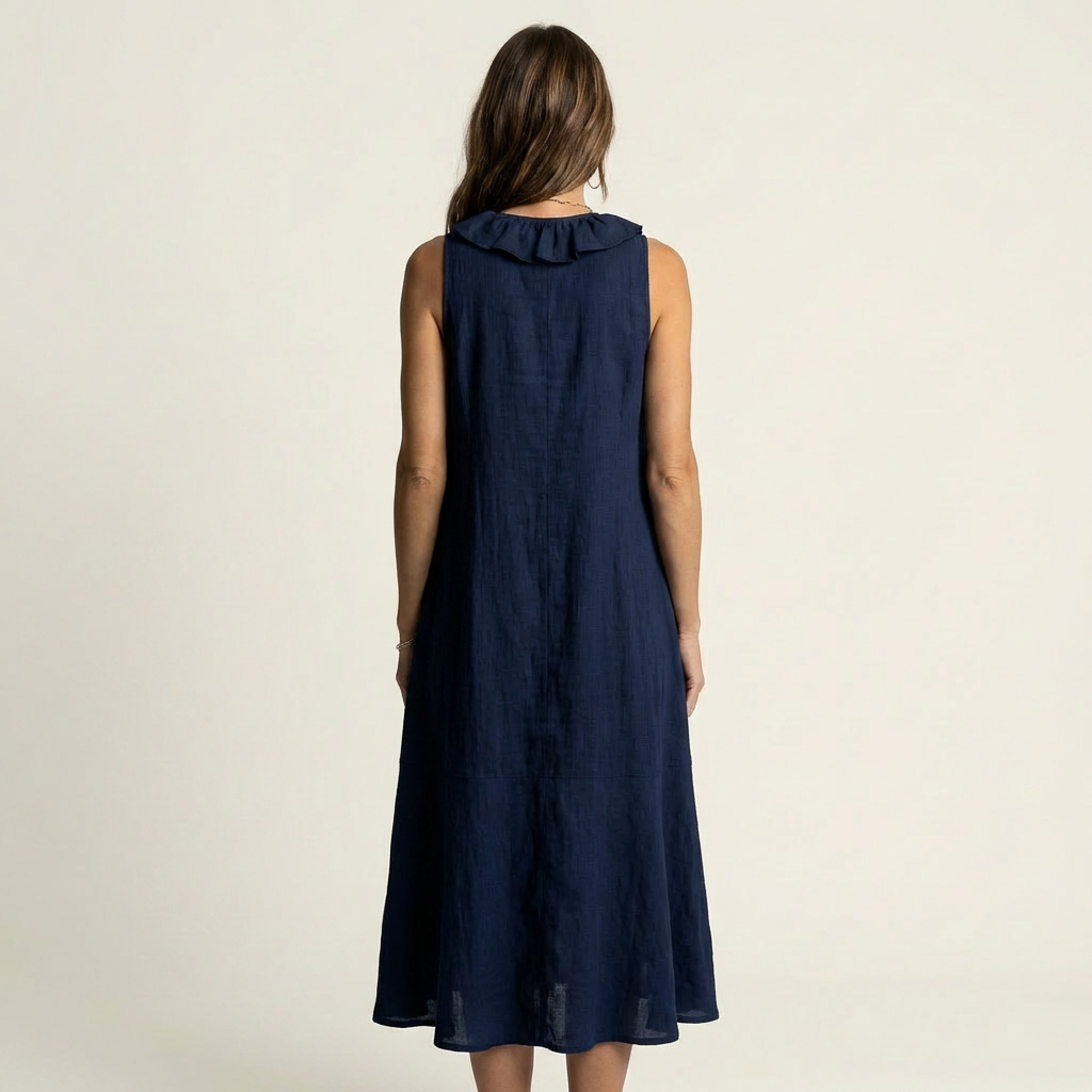 Vicenta™ | Vestido Largo de Lino con Volante Frontal