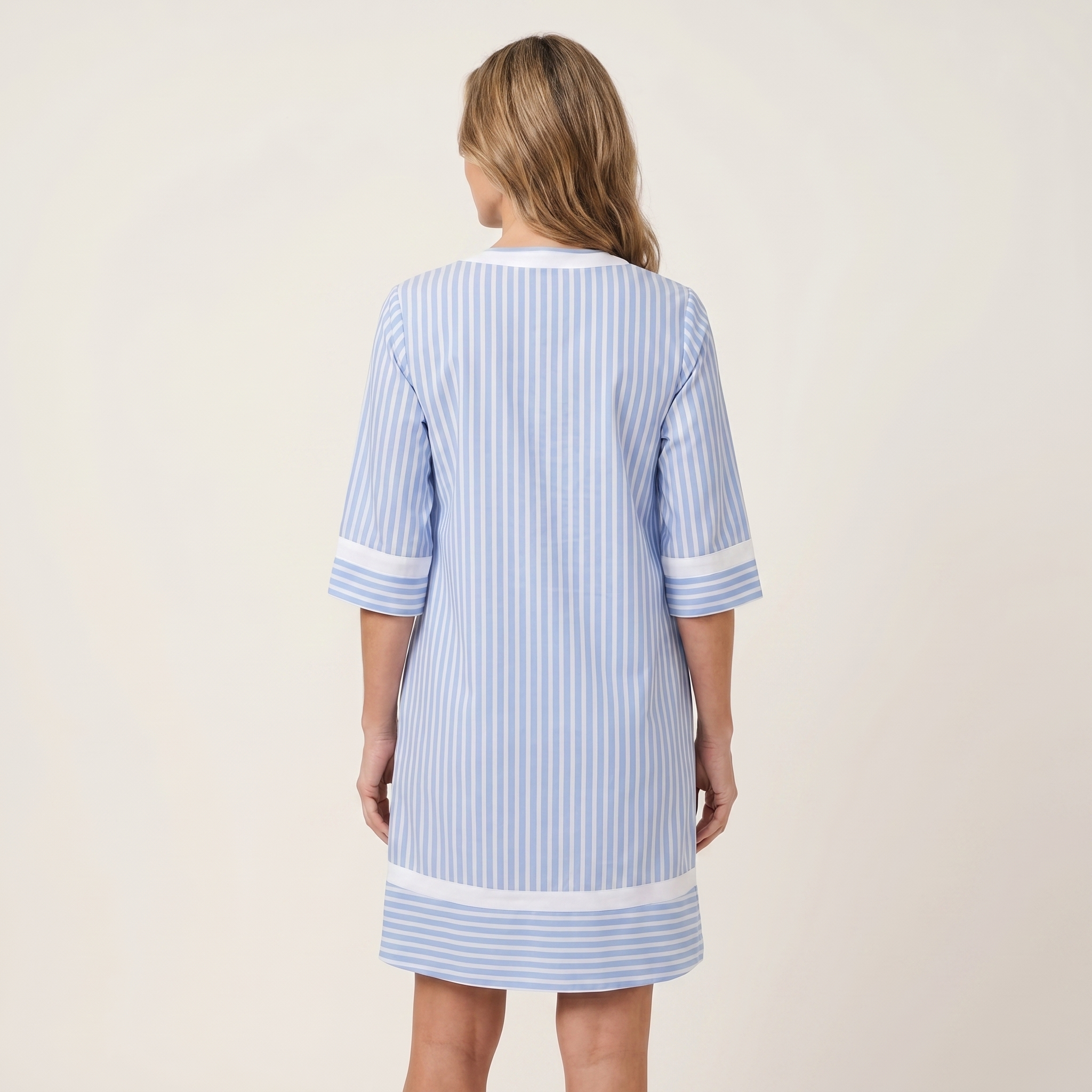 Susana™ | Vestido de Rayas con Ribete en Contraste