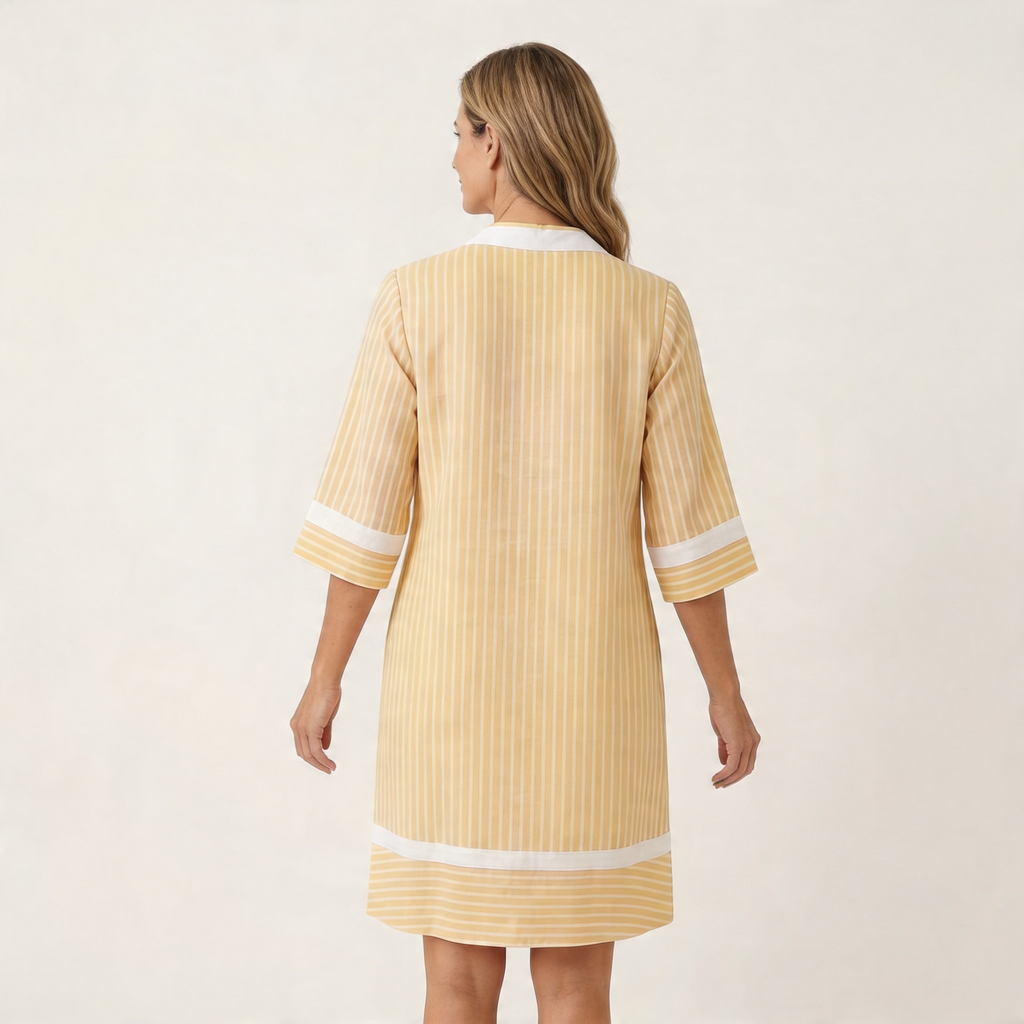 Susana™ | Vestido de Rayas con Ribete en Contraste