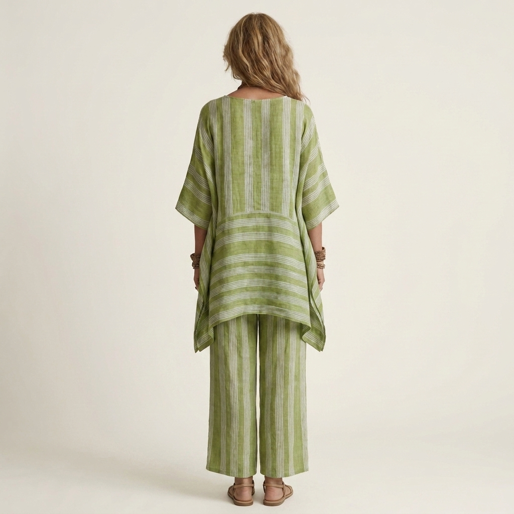 Clara™ | Conjunto de Lino a Rayas de Dos Piezas