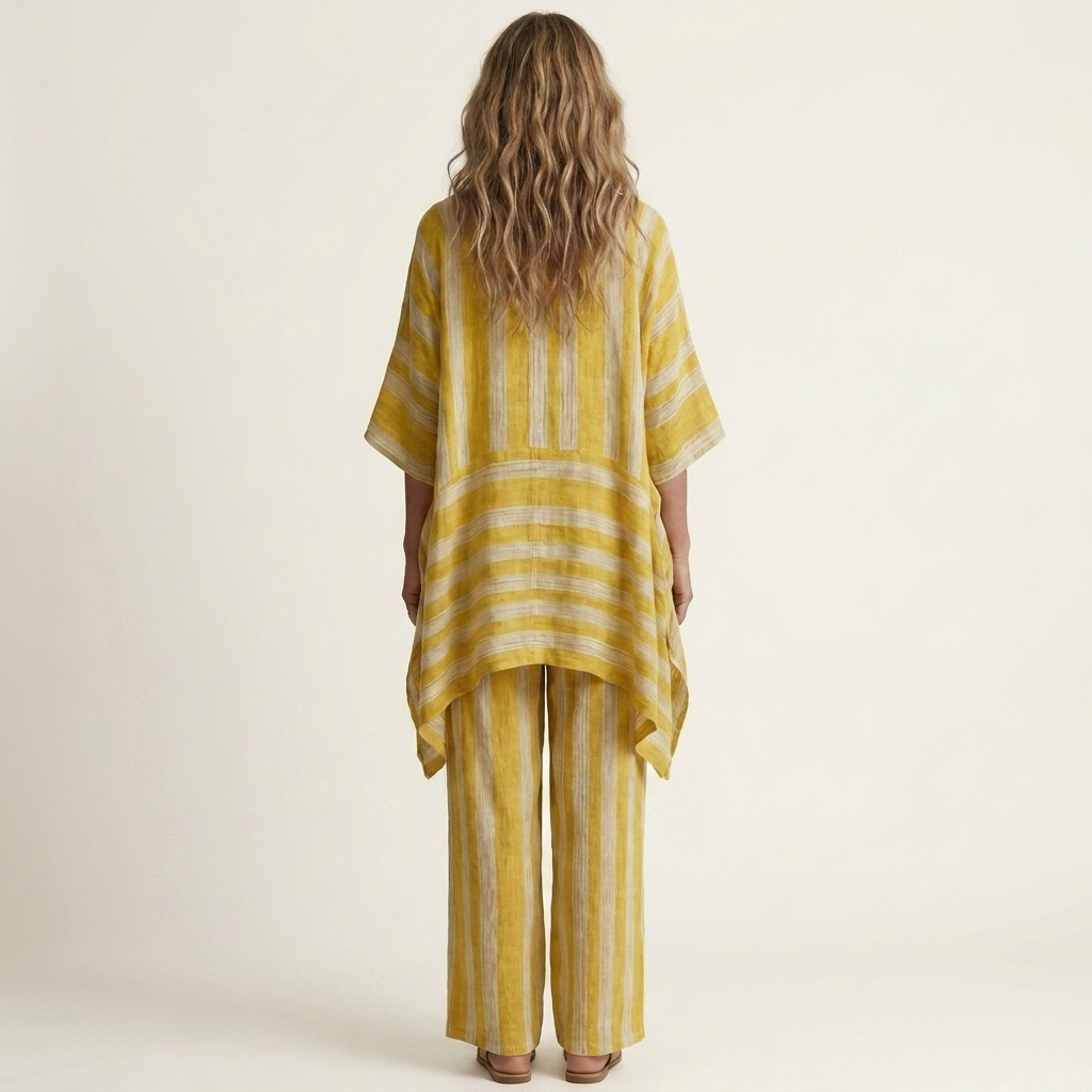 Clara™ | Conjunto de Lino a Rayas de Dos Piezas