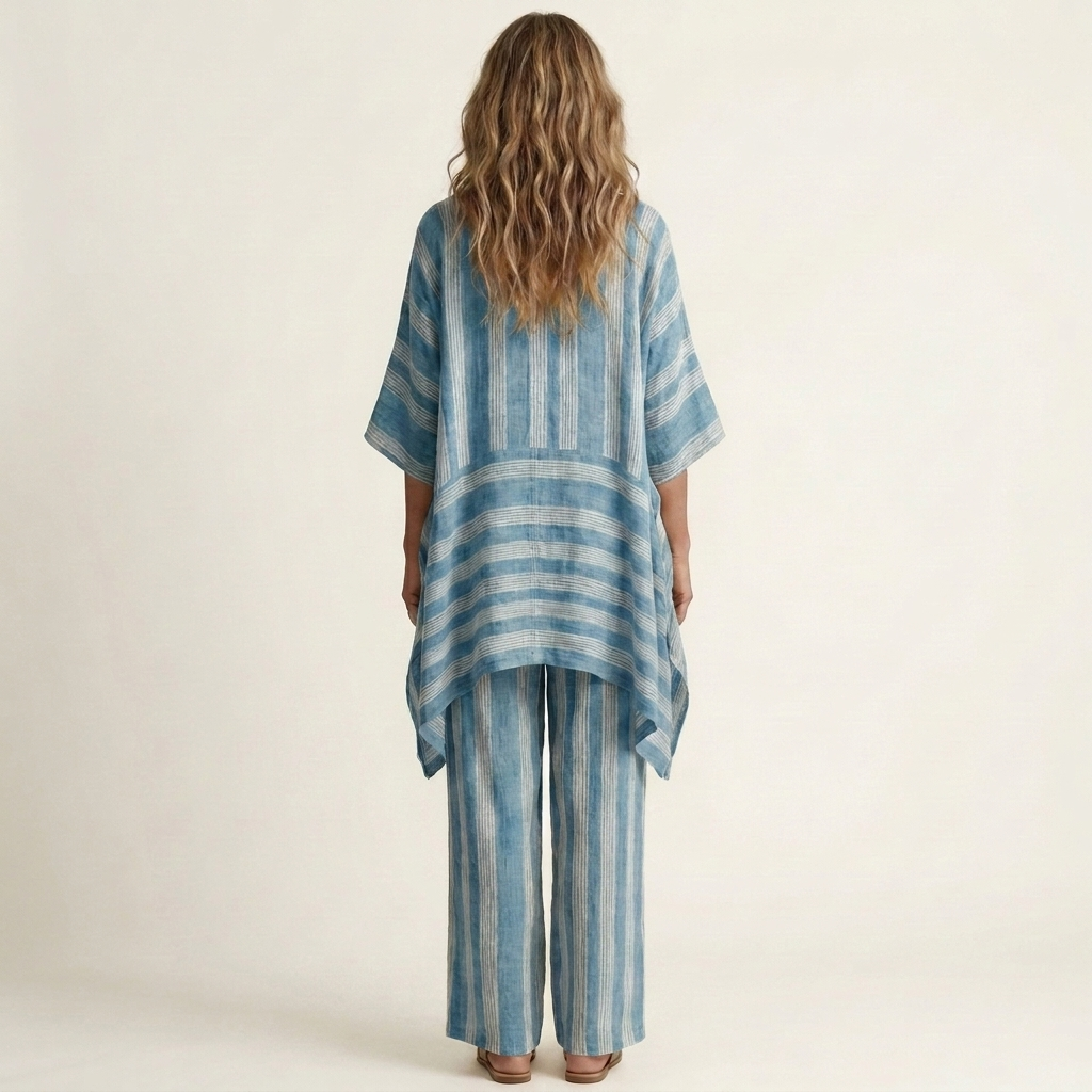 Clara™ | Conjunto de Lino a Rayas de Dos Piezas