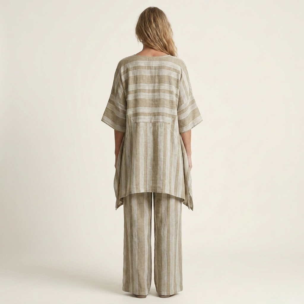 Clara™ | Conjunto de Lino a Rayas de Dos Piezas