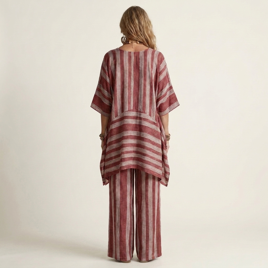 Clara™ | Conjunto de Lino a Rayas de Dos Piezas