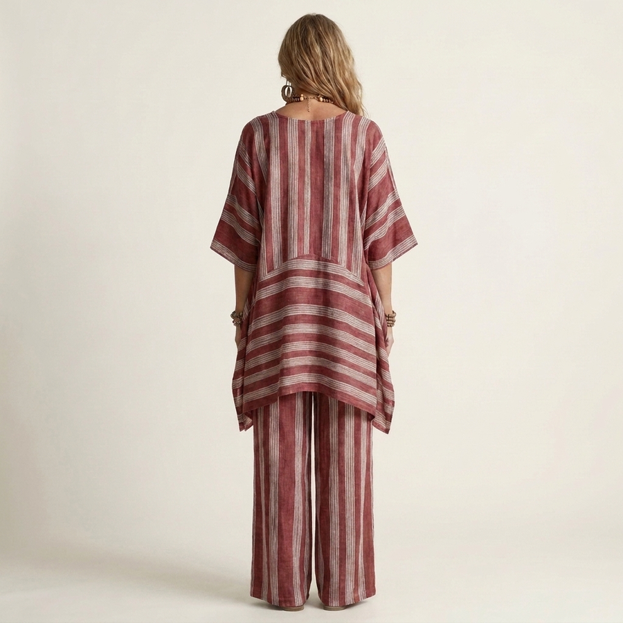 Clara™ | Conjunto de Lino a Rayas de Dos Piezas