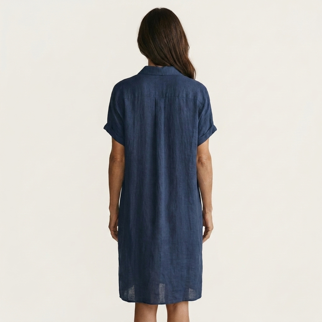 Severina™ | Vestido Camisero Midi de Lino