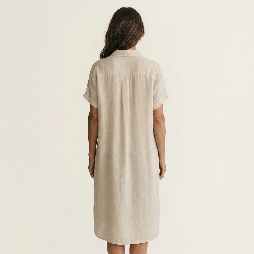 Severina™ | Vestido Camisero Midi de Lino